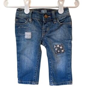 Baby Gap Infant Girl Patchwork Blue Jeans‎ - size 3 mos